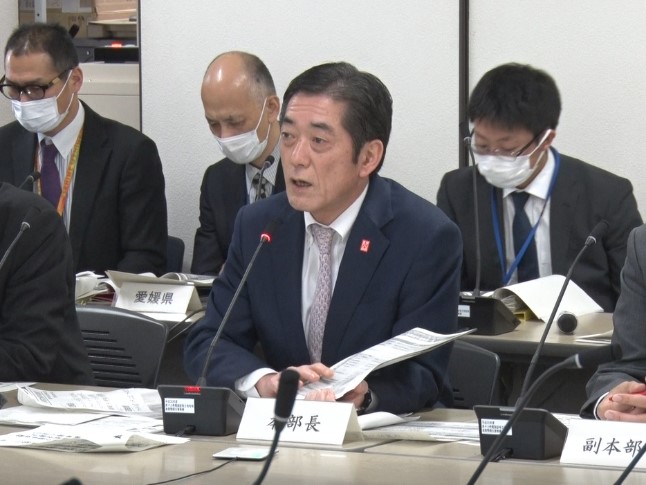 4月24日（金曜日）愛媛県・20市町合同新型コロナウイルス感染症対策本部会議（テレビ会議）（県庁）の画像