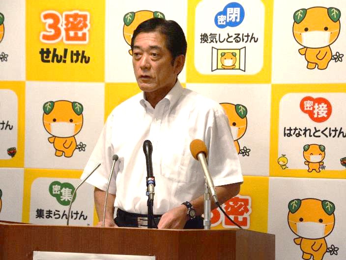 7月9日（木曜日）令和2年7月豪雨に係る注意喚起等に関する臨時記者会見（県庁）の画像