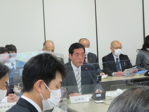 4月8日（木曜日）県・20市町合同新型コロナウイルス感染症対策本部会議（テレビ会議）（県庁）の画像