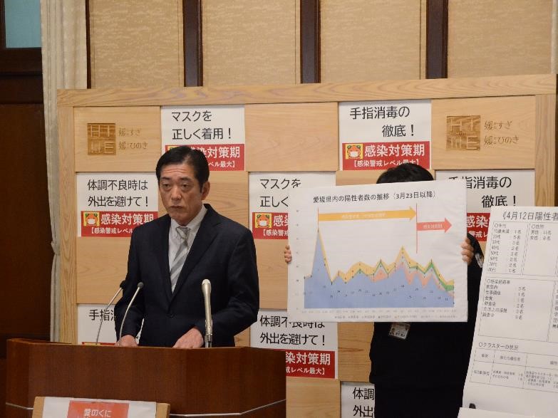 4月13日（火曜日）新型コロナウイルス感染症に関する臨時記者会見（県庁）の画像