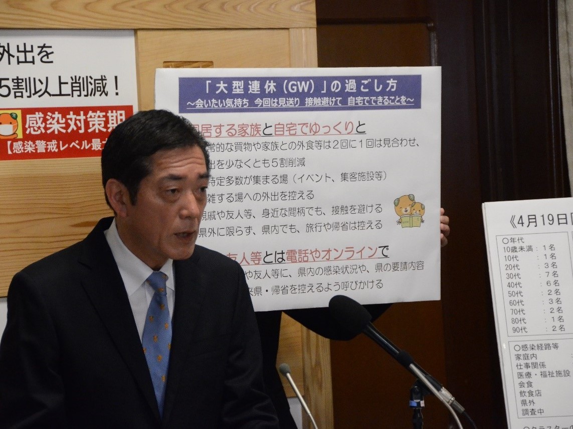 4月20日（火曜日）新型コロナウイルス感染症に関する臨時記者会見（県庁）の画像