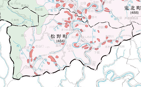 松野町の地籍調査実施状況図
