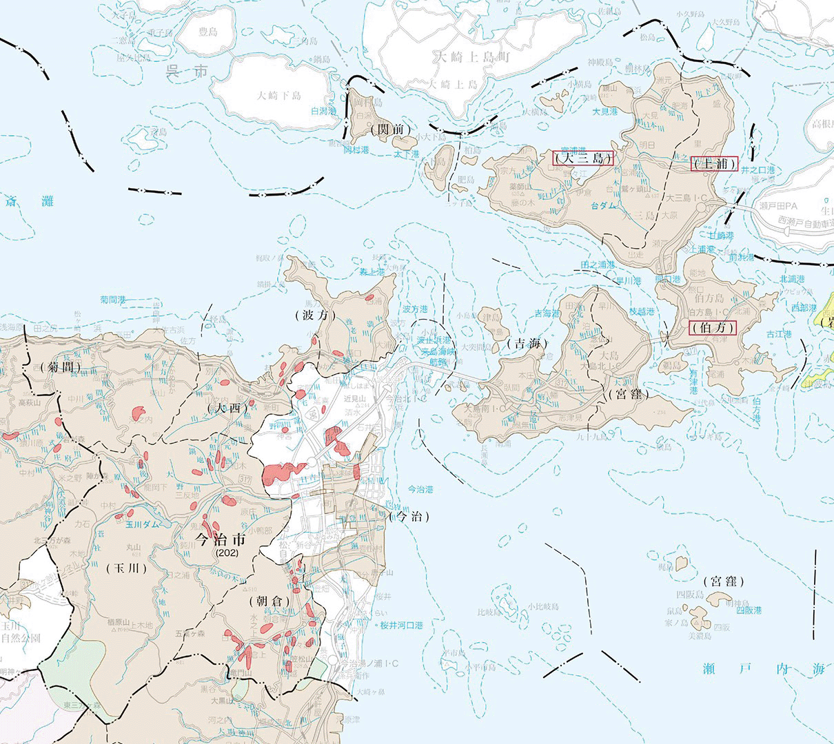 今治市の地籍調査実施状況図