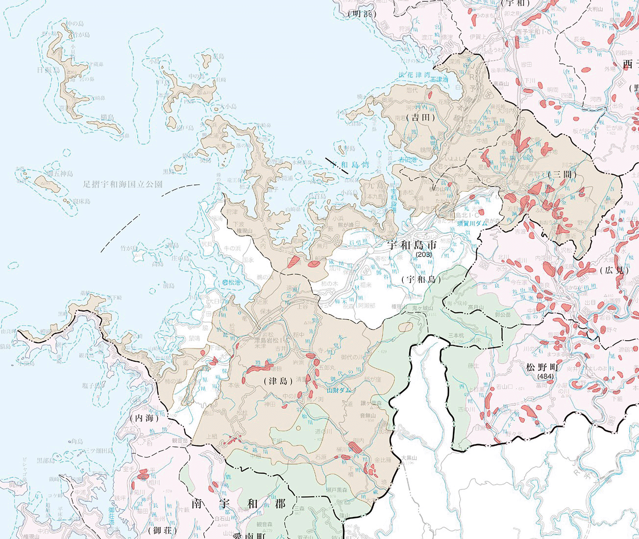 宇和島市の地籍調査実施状況図