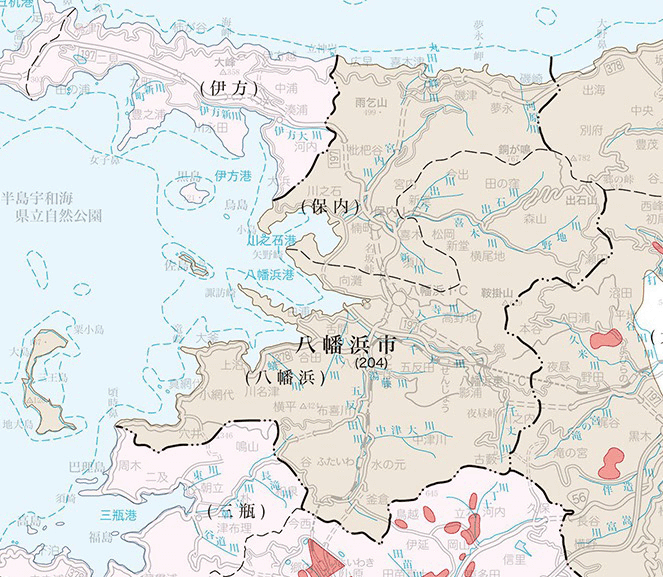 八幡浜市の地籍調査実施状況図
