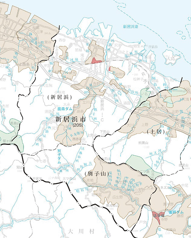 新居浜市の地籍調査実施状況図