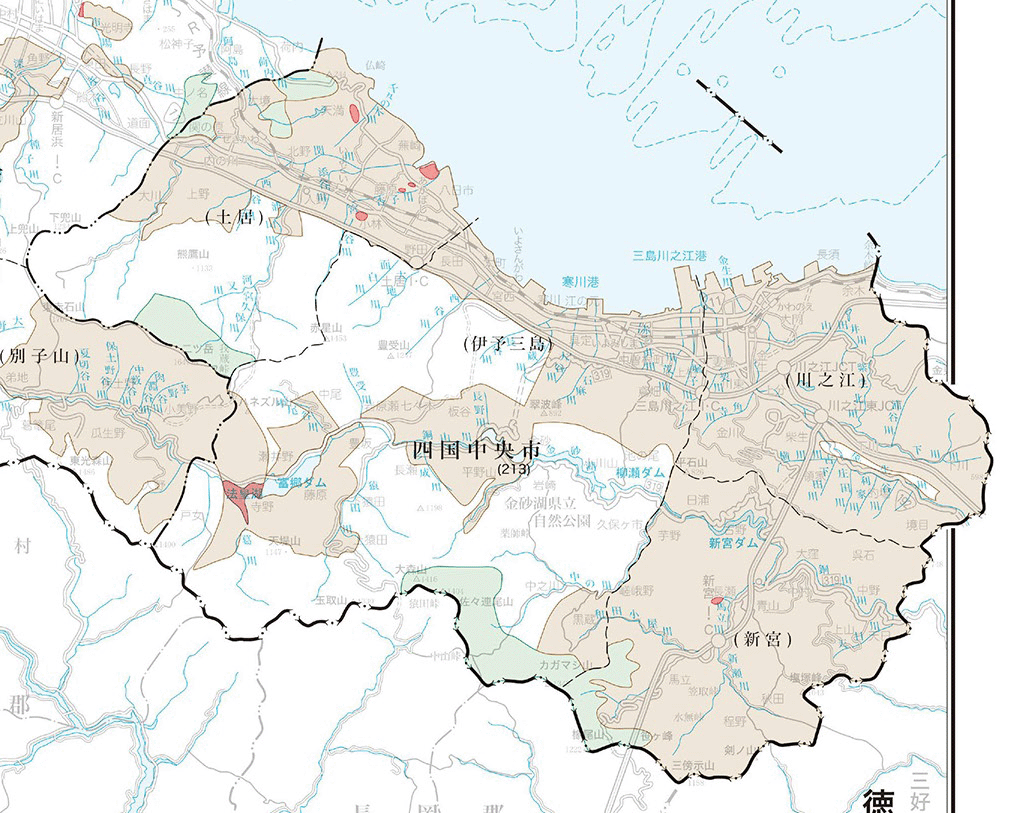 四国中央市の地籍調査実施状況図
